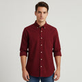 Nautica Men M Casual Shirt Maroon Cotton Classic Fit  Flex Long Sleeve Top