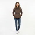 Zara Woman M Jacket Brown Padded Shiny Belted Warm  Hood Full Zipper Top