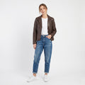 Madeleine Women 14 40 M Leather Jacket Brown Boho Western Single Breasted Blazer