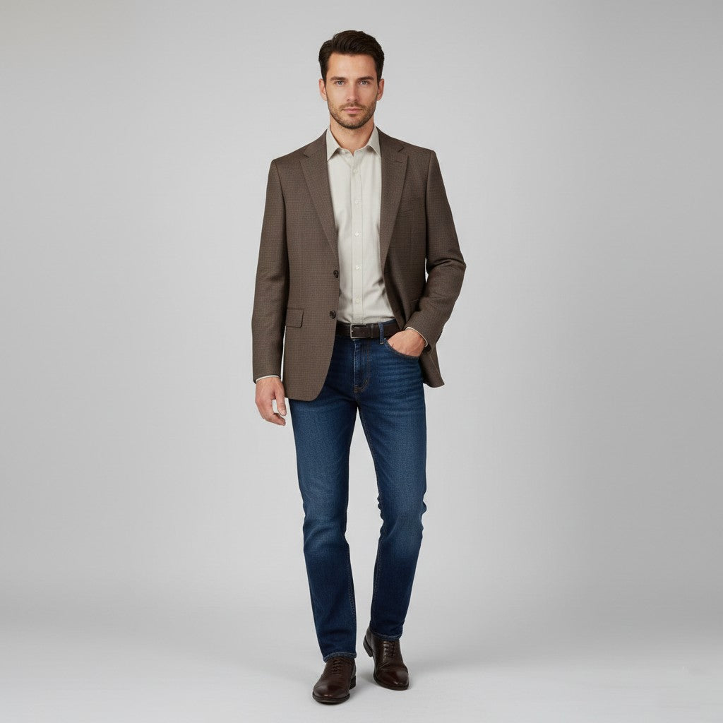 Hugo Boss Men 50 40 Blazer Brown Vintage Pure Wool Single Breasted Jacket