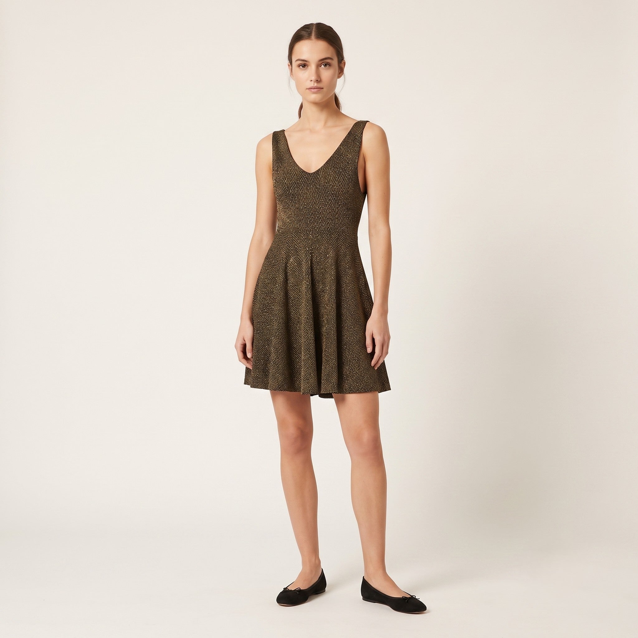 Zebra Women M Dress Black Gold Elegant Sleeveless