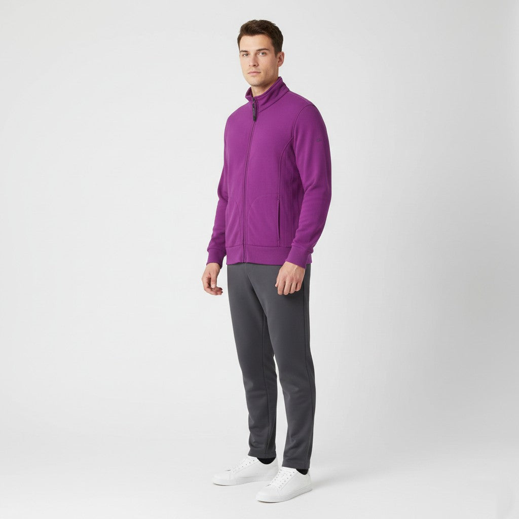 Hugo Boss Orange Men L Sweatshirt Purple Cotton Full Zipper  Plain Soft Top