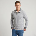 Hugo Boss Orange Men XL Polo Shirt Gray Cotton Long Sleeve Detailed Buttons Top