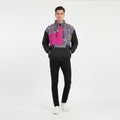 Vintage Men L Pullover Jacket Black Pink Vintage Nylon Waterproof Hidden Hood
