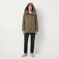 AllSaints Women 10 38 M Jacket Khaki Cotton Arton Full Zip Hooded High Collar Top
