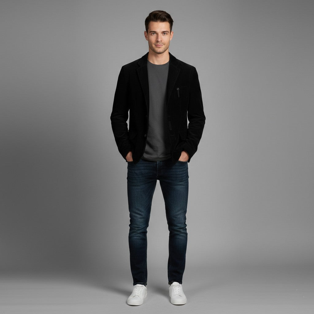 Hugo Boss Men 50 40 Blazer Black Cotton Sport Pockets Single Breasted Jacket