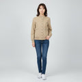 Alpha Industries Women S Jacket Beige Stand Up Collar Full Zipper Cotton Top