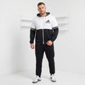 Adidas Men XL Sweatshirt White Shiny Hooded Zip Up Activewear Track Top