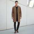 JC Collection Men 54 44 L Coat Brown Leather Retro Single Breasted Lined Top