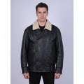 Vintage Men L Jacket Black Vintage Bomber Leather Sherling Lined Snaps Biker Top