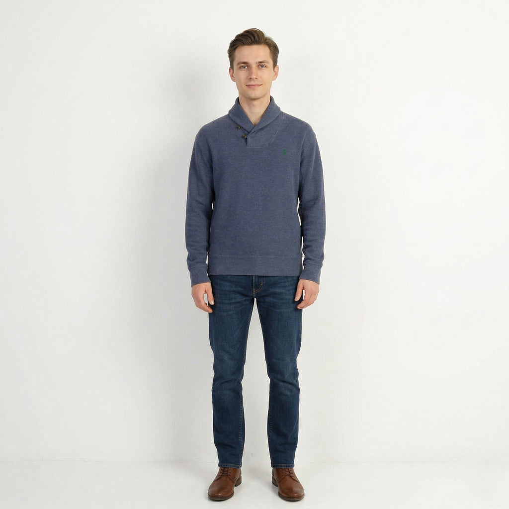Polo By Ralph Lauren Men M Sweatshirt Navy Cotton Vintage Plain Classic Top