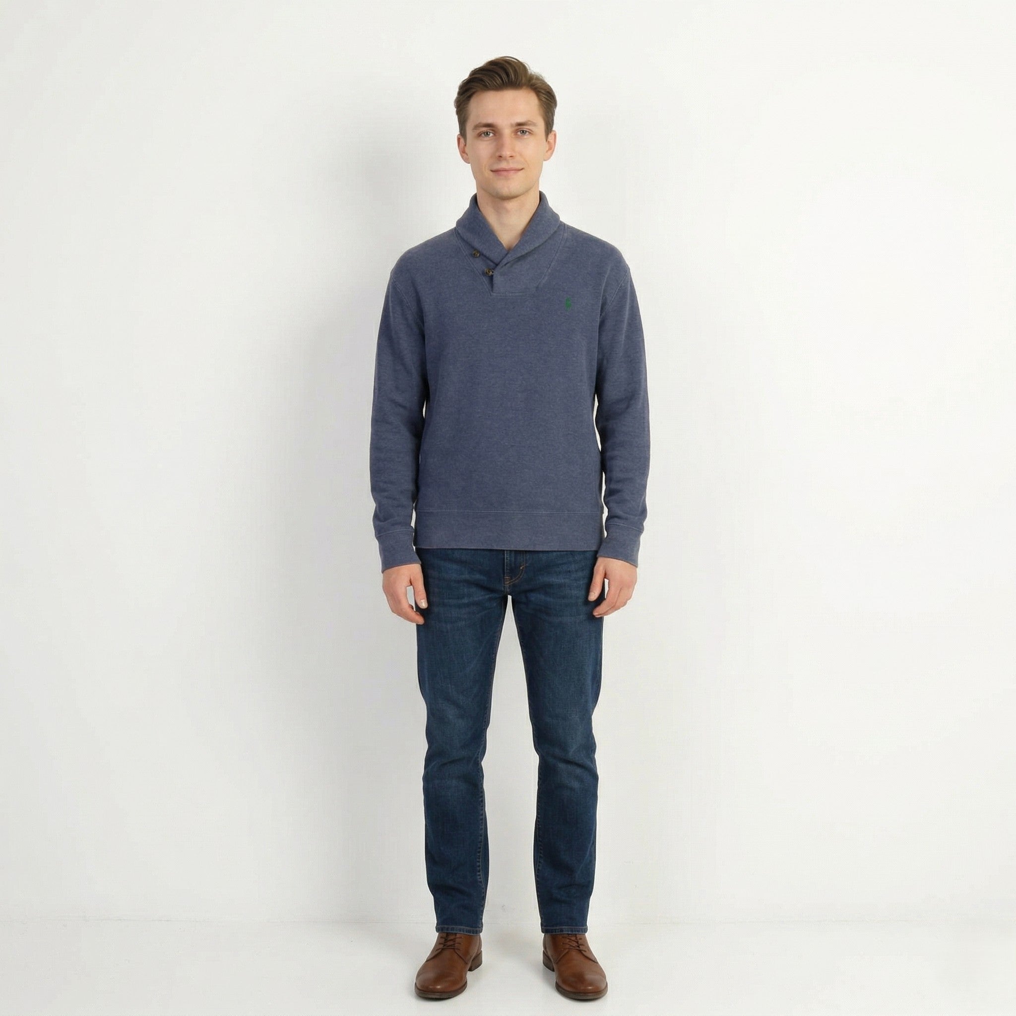 Polo By Ralph Lauren Men M Sweatshirt Navy Cotton Vintage Plain Classic Top