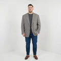 Skopes Men 54 XXXL Blazer Gray Herringbone Vintage Wool Single Breasted Jacket