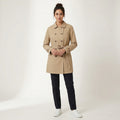 Peckott Women L Coat Beige Cotton Trench Double Breasted Belted Classic Top