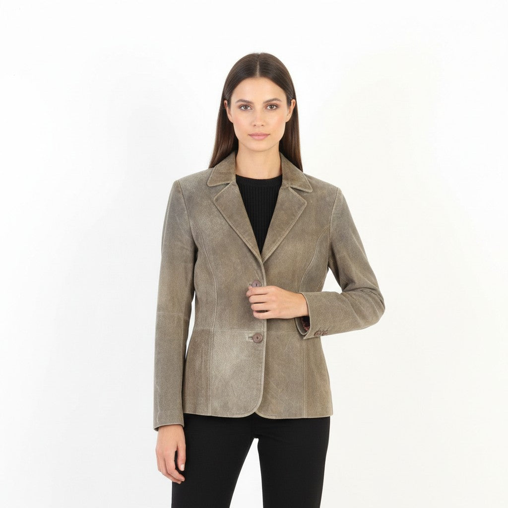 Rino & Pelle Women 42 S Jacket Brown Leather italy Vintage Single Breasted Blazer