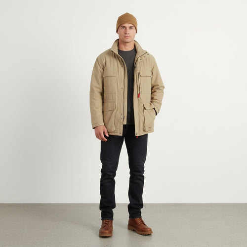 Camel Active Men 52 L Jacket Beige Camtex Padded ZIp Up Waterproof Outdoor Top