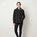 Joy Women 42 M Jacket Charcoal Leather Suede Full Zipper Fur Collar Top