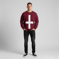 Gildan Men XXL Sweatshirt Maroon Cotton Cross Oversize Crewn Neck Top