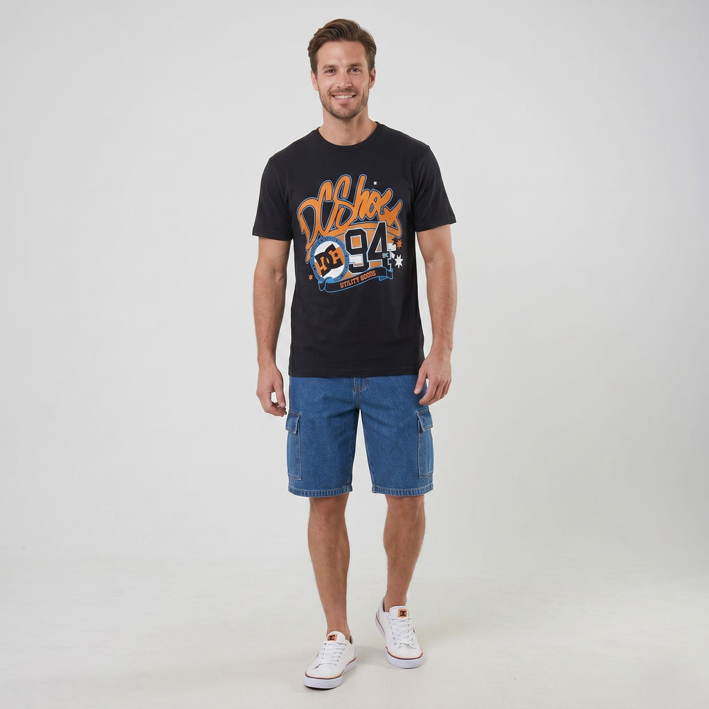 DC Men L Shirt Black Cotton Graphic Los Angeles 94 Crew Neck Top