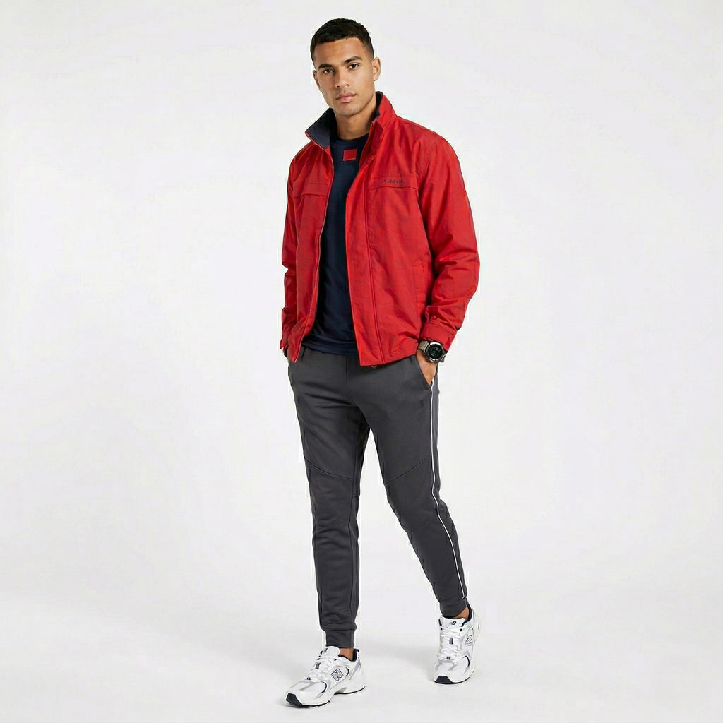 Le Frog Casual Men L Jacket Red Lightweight Full Zip Design Classic Top