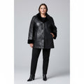 Anne De Lancay Women XL Jacket Black Leather Vintage Cuir Veritable Doublure Single Breasted Coat
