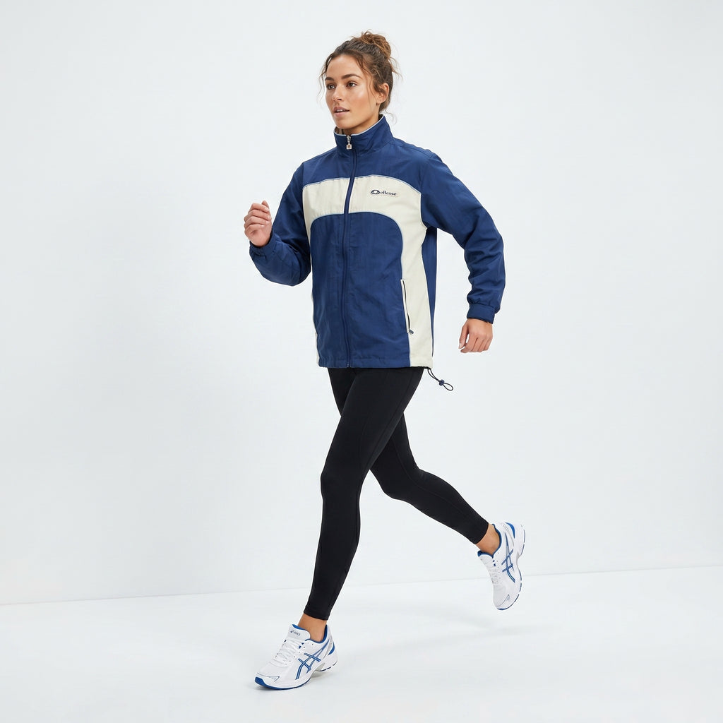 Ellesse Women 12 38 Jacket Blue Cream Lightweight Zip Up Mesh Lined Activewear Top