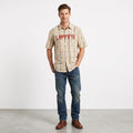 Levi's Type 1 Men XL Casual Shirt Brown Check Cotton Short Sleeve Logo Top