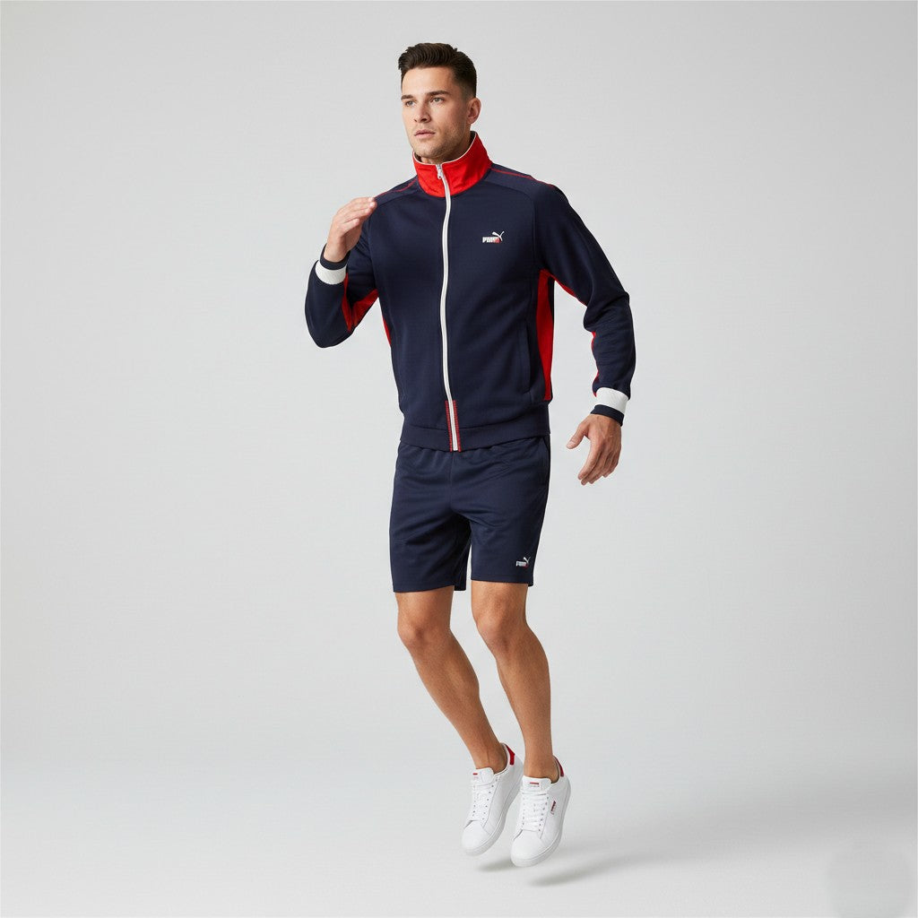 Puma Men M Sweatshirt Navy Vintage Training Full Zipper Retro Track Top