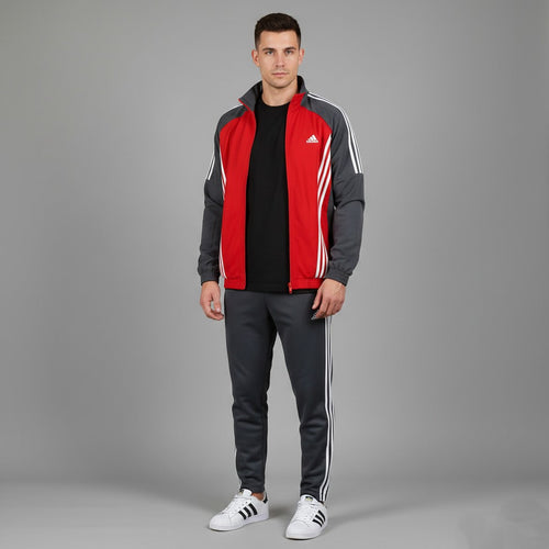 Adidas Men 186 XL Jacket Red Bomber Vintage Full Zipper Activewear Sport Top