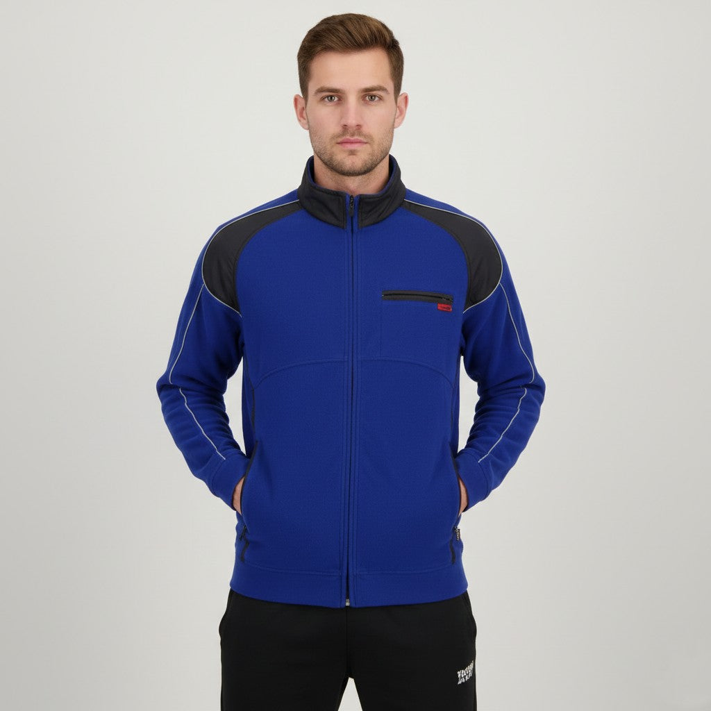 Rukka Men L Fleece Jacket Blue Zip Up Windstopper Outdoor Multi Pocket Top
