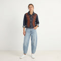 Lucky Strike Women XL Denim Jacket Navy Cotton Vintage Brick Faded Jeans Top