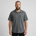 Wrangler Men L Casual Shirt Grey Cotton Sportswear Short Sleeve Retro Top
