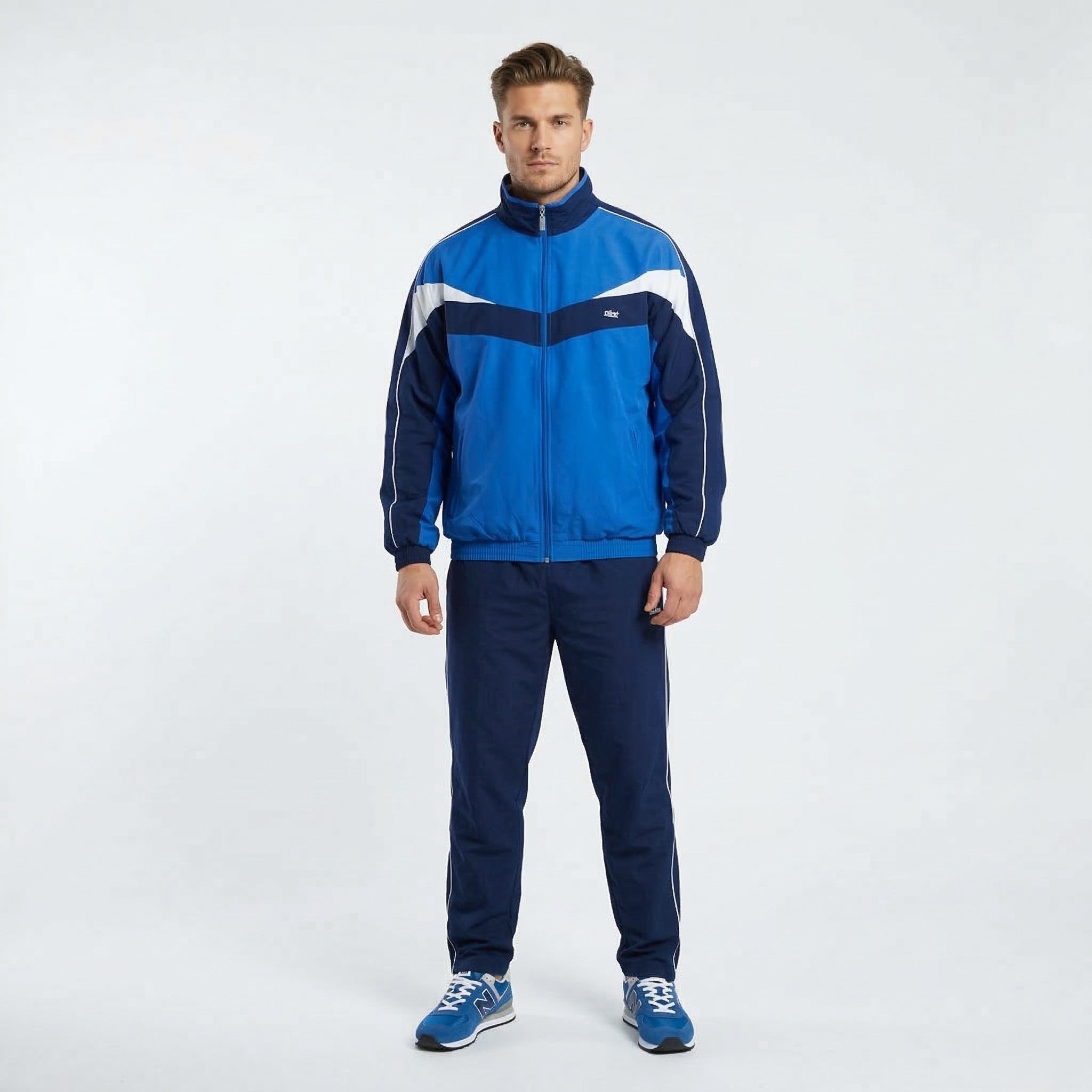 Etirel Mens 52 L Jacket Blue Full Zipper Bomber Made in Italy Activewear Top