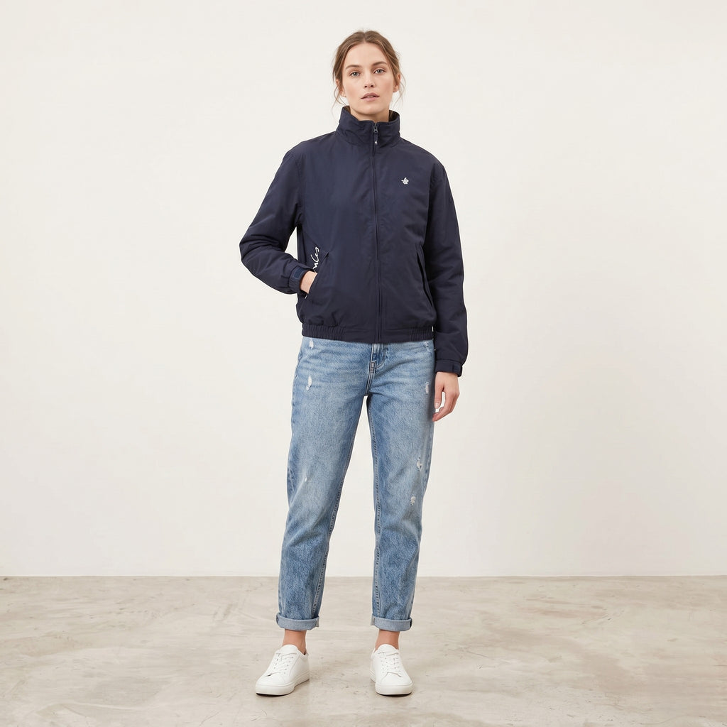 Joules Women 10 S Jacket Navy Blue Full Zipper Polo England Classic Top