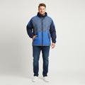 Jeantex Men XL 46/48 Jacket Blue Hooded Nylon Waterproof Festival Zip Up Top