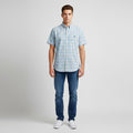 Ralph Lauren Men M Casual Shirt Blue Check Cotton Custom Fit Short Sleeve Top