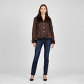 Just Cavalli Women S/M Jacket Brown Snaps Cotton Italy Collared Cropped Top