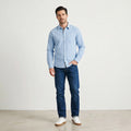 Penguin Men XL (L) Casual Shirt Blue Check Cotton Slim Fit Long Sleeve Top