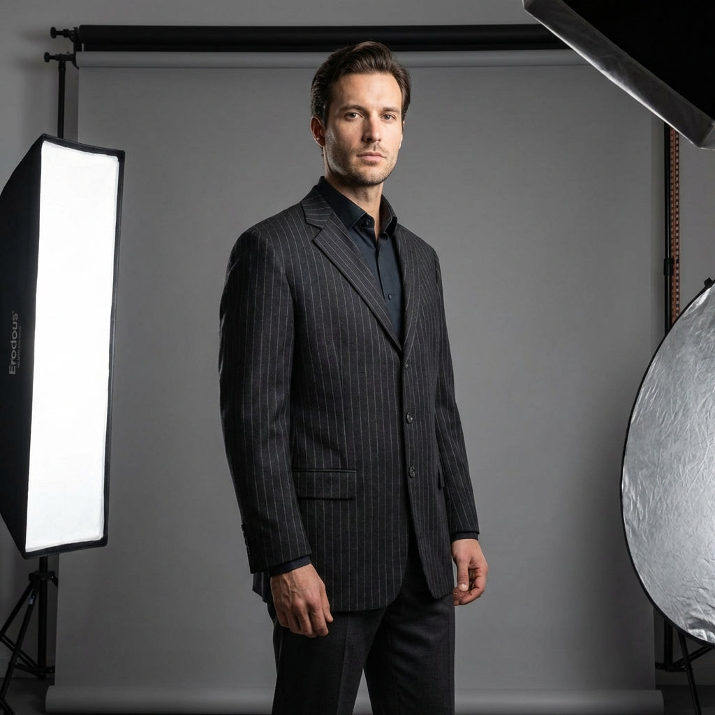 Ermenegildo Zegna Men 44 Blazer Charcoal Striped Wool Woven in Italy Vintage Jacket