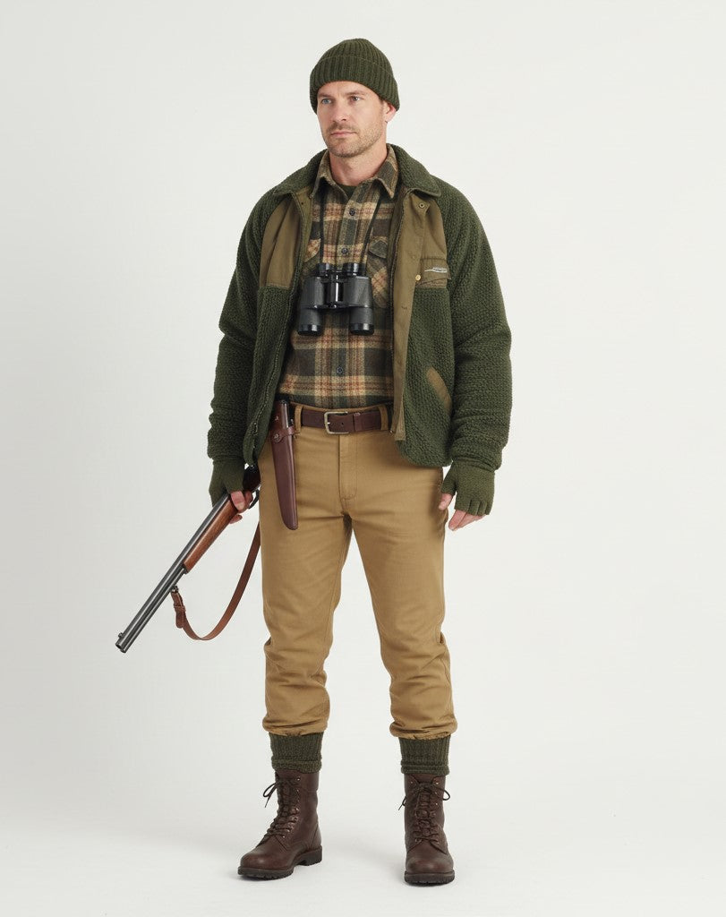 Wikland Men M Jacket Green Hunting Outdoor Full Zipper Multi Pockets Top