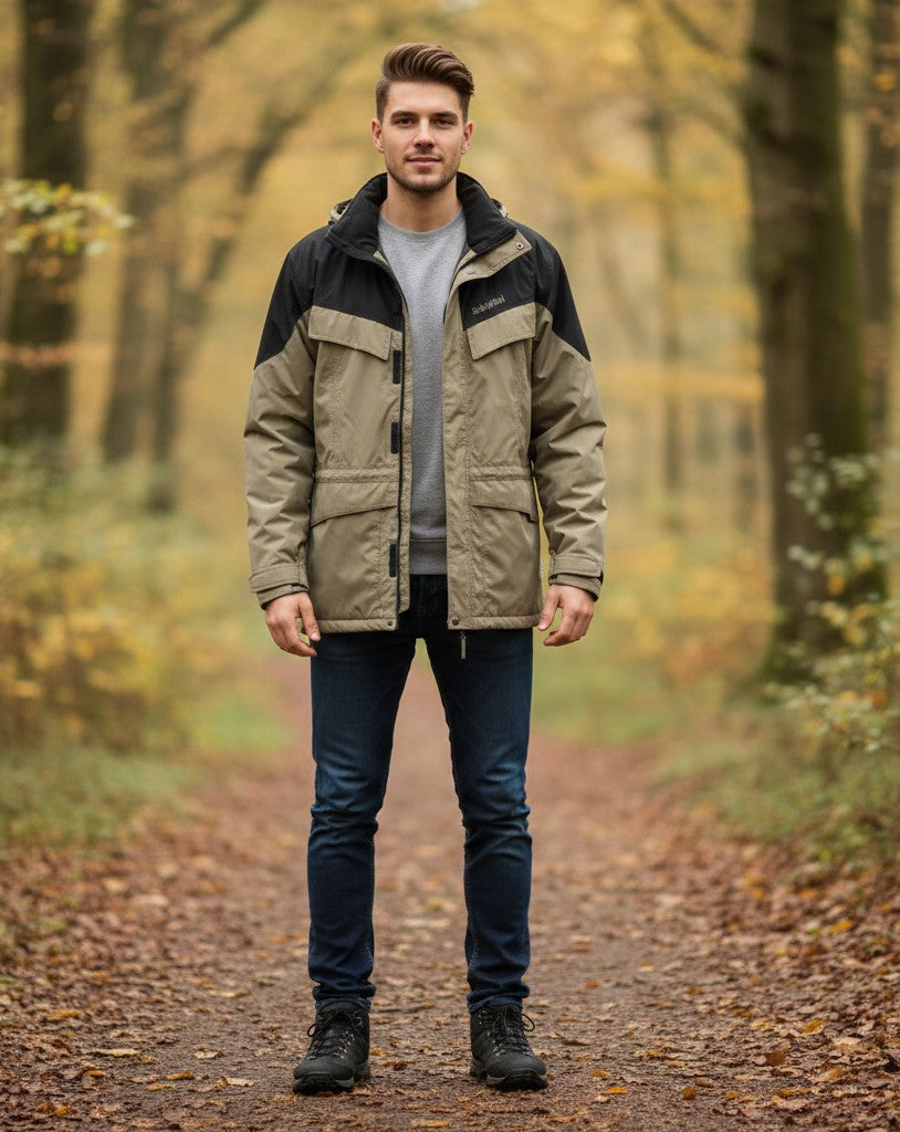 Schöffel Men 3XL Jacket Khaki Outdoor Zip Up Hidden Hood Vanturi System Top