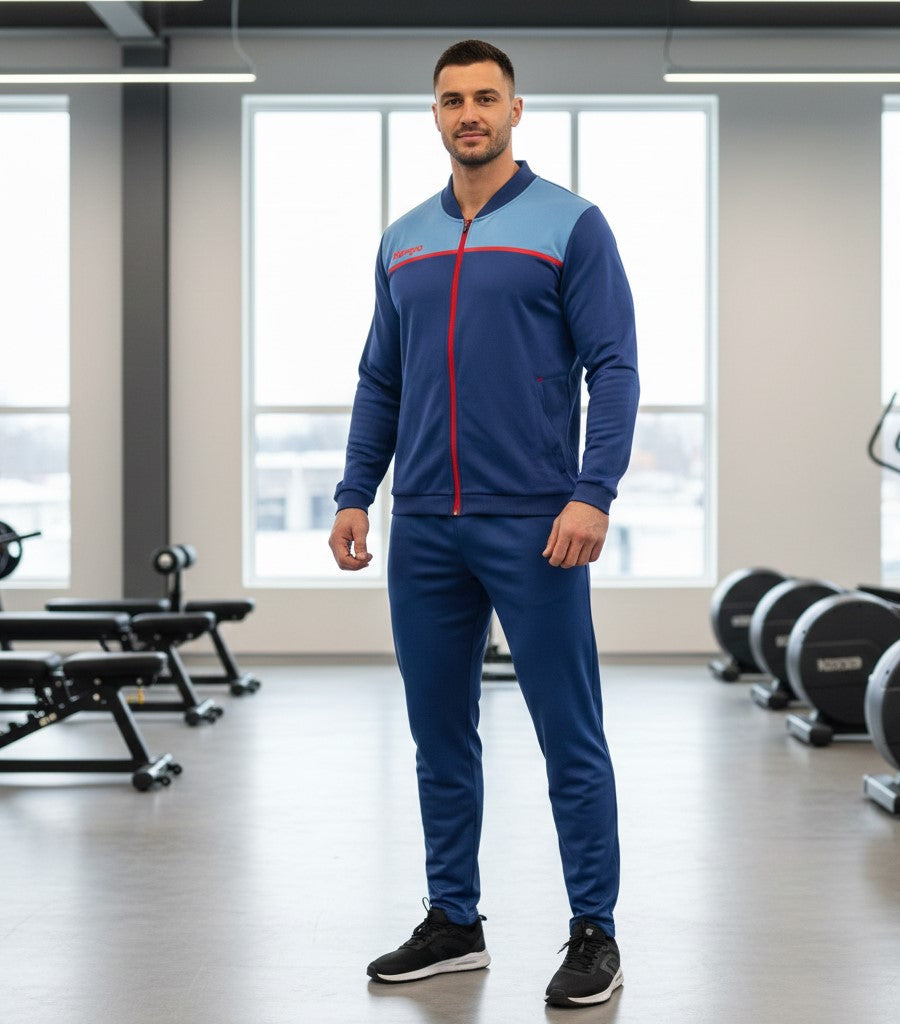 Kempa Men XXL Sweatshirt Blue Shiny Zip Up Sportswear Activewear Track Top