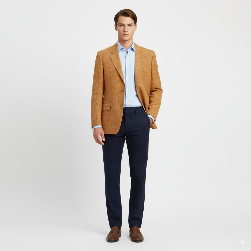 Nicolas Scholz Men 52 42 Blazer Brick Linen Blend Vintage Single Breasted Jacket