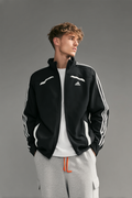Adidas Vintage Men's Track Jacket - Black 3-Stripe (Size XL approx.)