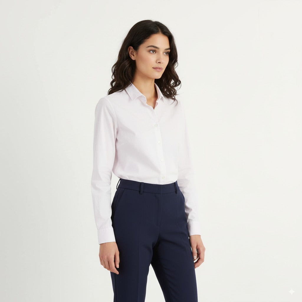 MILANO Italy Women 36 S Casual Shirt Pink Cotton Long Sleeve Top