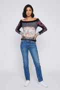 Custo Barcelona Women 4 S Shirt Cotton Stretch Graphic Tiger Long Sleeve
