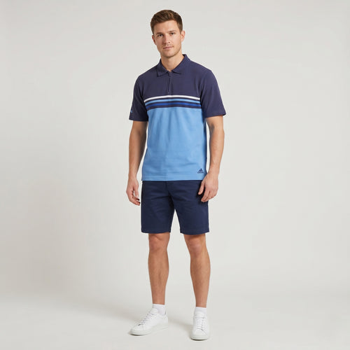 Adidas Men M Polo Shirt Navy Blue Cotton Vintage 00' Zip Neck Sportswear Top