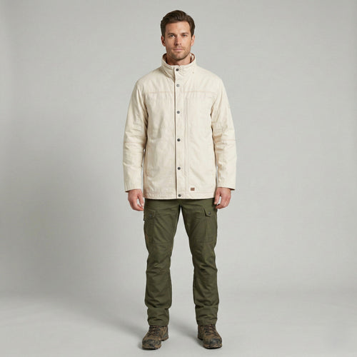 Camel Active Men 54 L Jacket Cream Lightweight Cotton Full Zipper Technical Top
