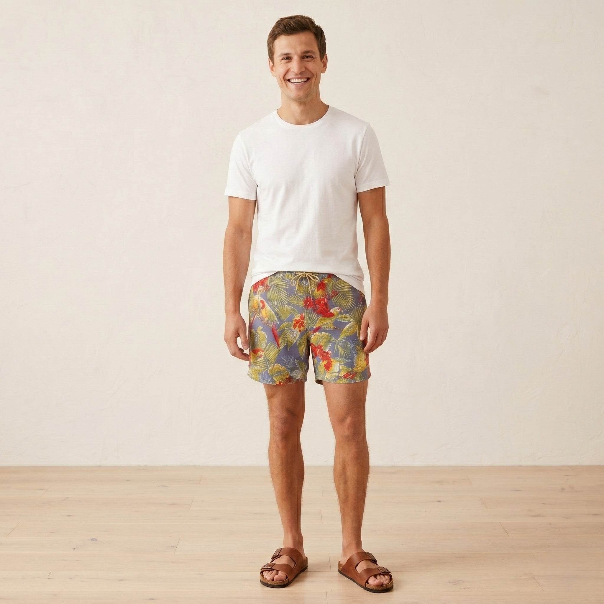 Polo Ralph Lauren Men 36 52 L Shorts Green Hawaii Parrot Mesh Lined Summer