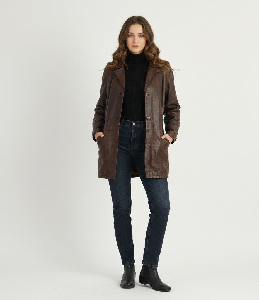 Westbury C&amp;A Giacca lunga da uomo S 38 Sympatex con cerniera intera color kaki vintage imbottito